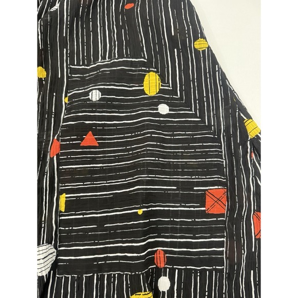 John Mark Black White Stripe 3/4 Sleev Button Up Long Tunic Womens Size M Artsy - Picture 7 of 9